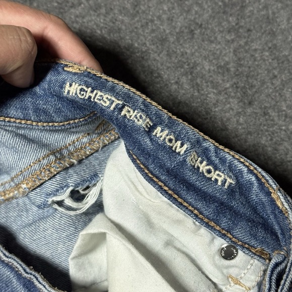 American Eagle Highest Rise Mom Denim Shorts Womens Size 0 Stretch Boho Distress - Picture 4 of 9